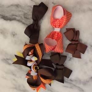Brown and orange bow bundle (5)